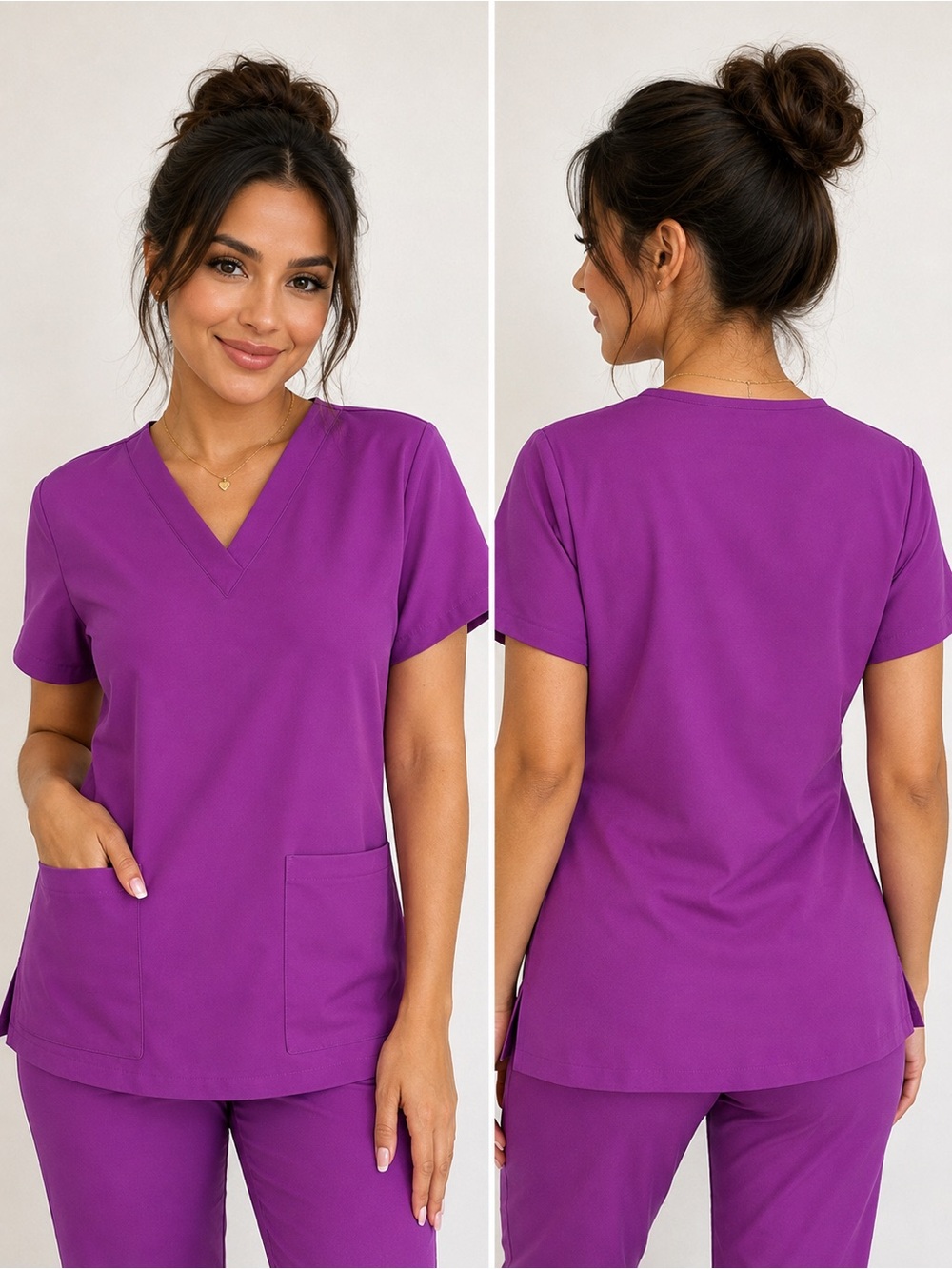 Women’s V-Neck Scrub Top in Vibrant Purple
